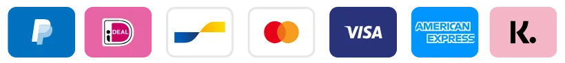 Payment methods: PayPal, iDEAL, Maestro, Mastercard, Visa, American Express, Klarna